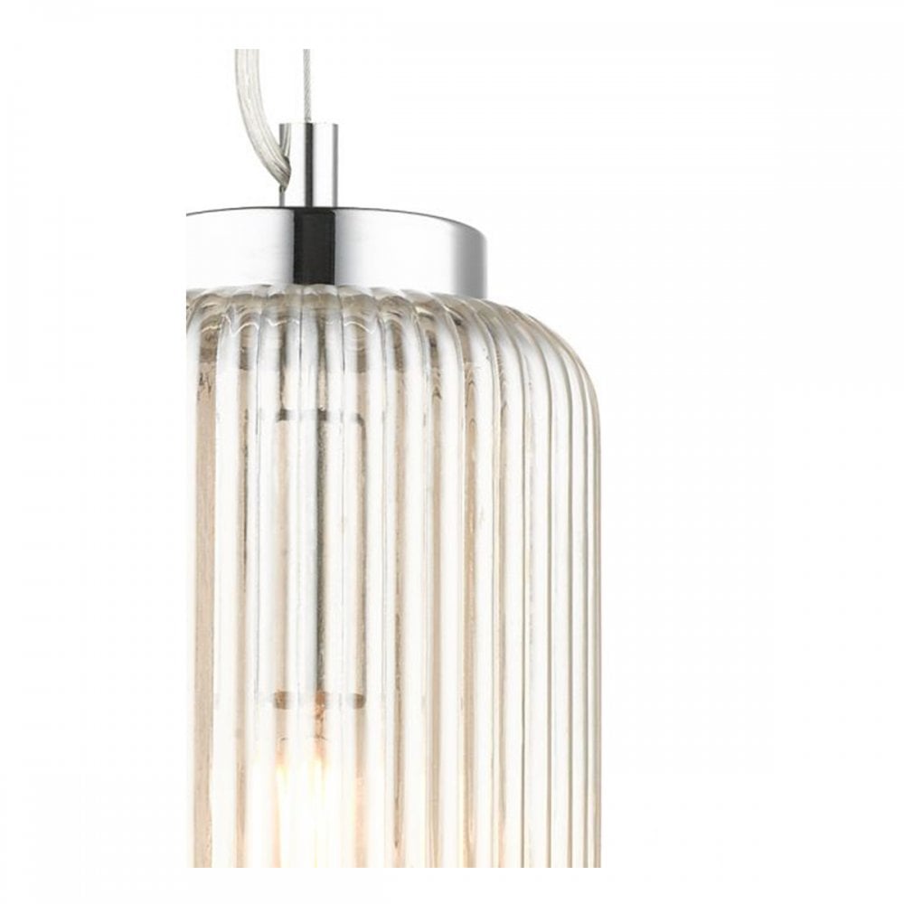 Mason Amber Ribbed Glass Single Pendant