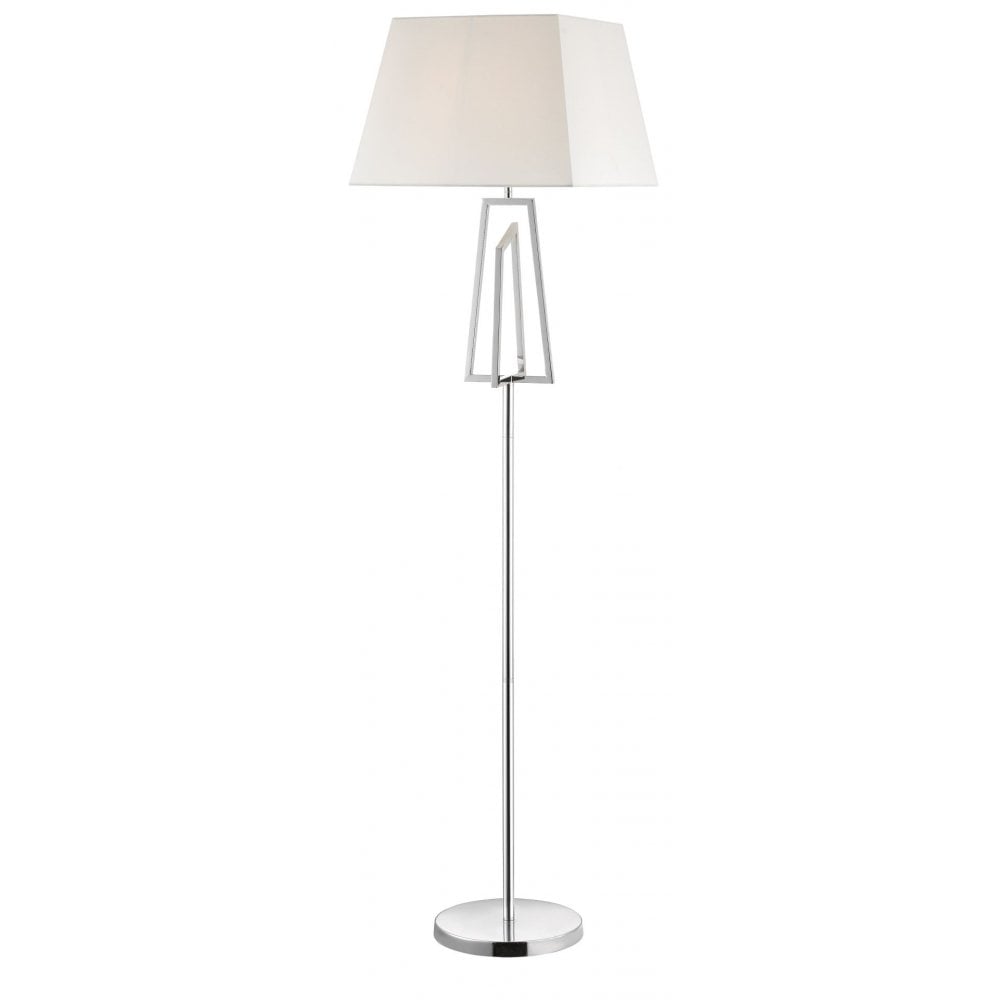 Plaza Polished Chrome E27 Floor Lamp With Square Shade