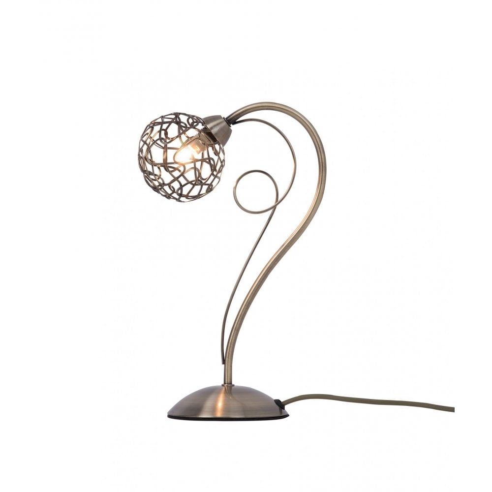 Ronda Antique Brass Table Lamp with Mesh Ball Shade