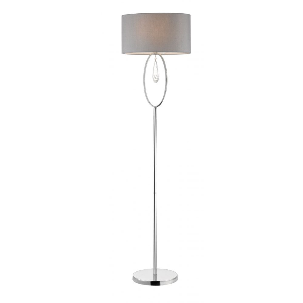 Markle Polished Chrome and Crystal Floor Lamp With Shade