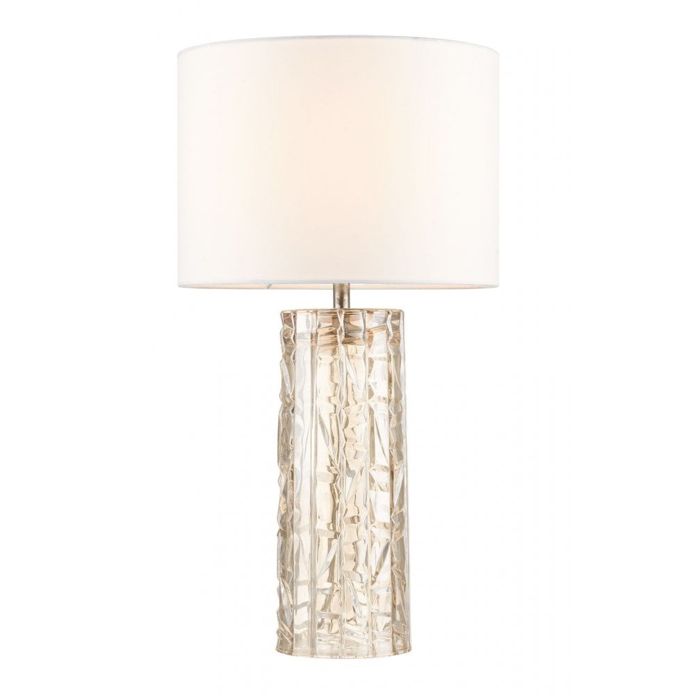 Whiskey Amber Cut Glass E27 Table Lamp With Shade