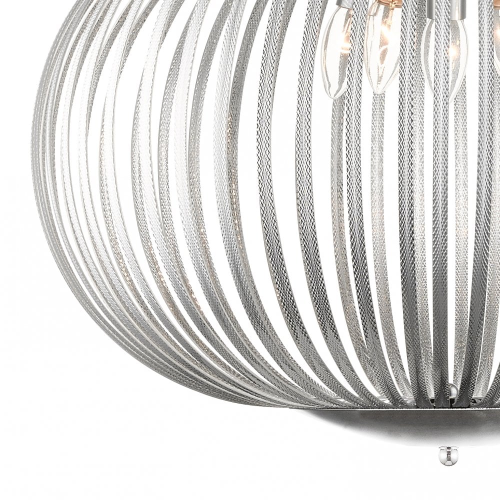 Vita 5 Light Large Etched Aluminium Oval Pendant