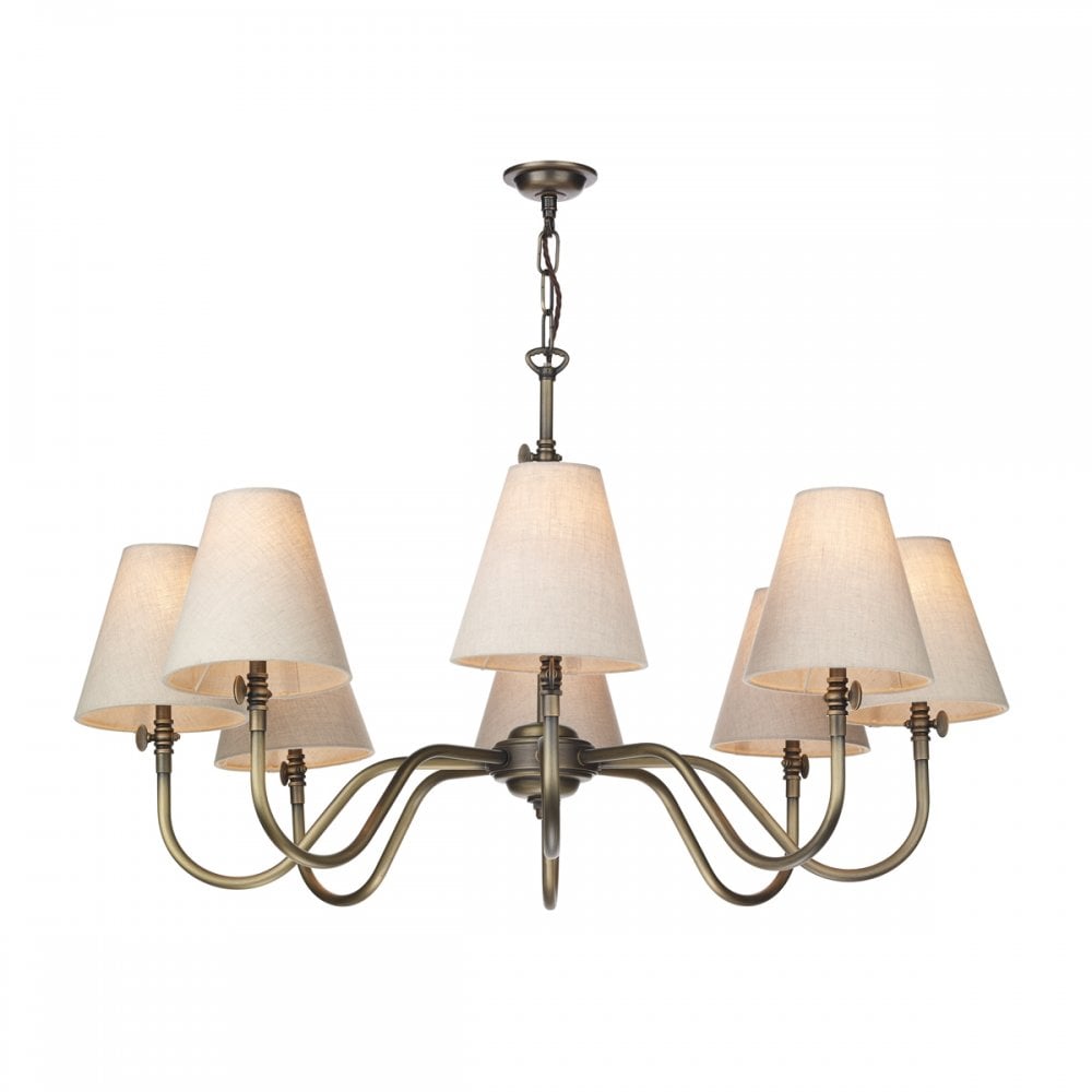 Hicks 8 Light Pendant Antique Brass