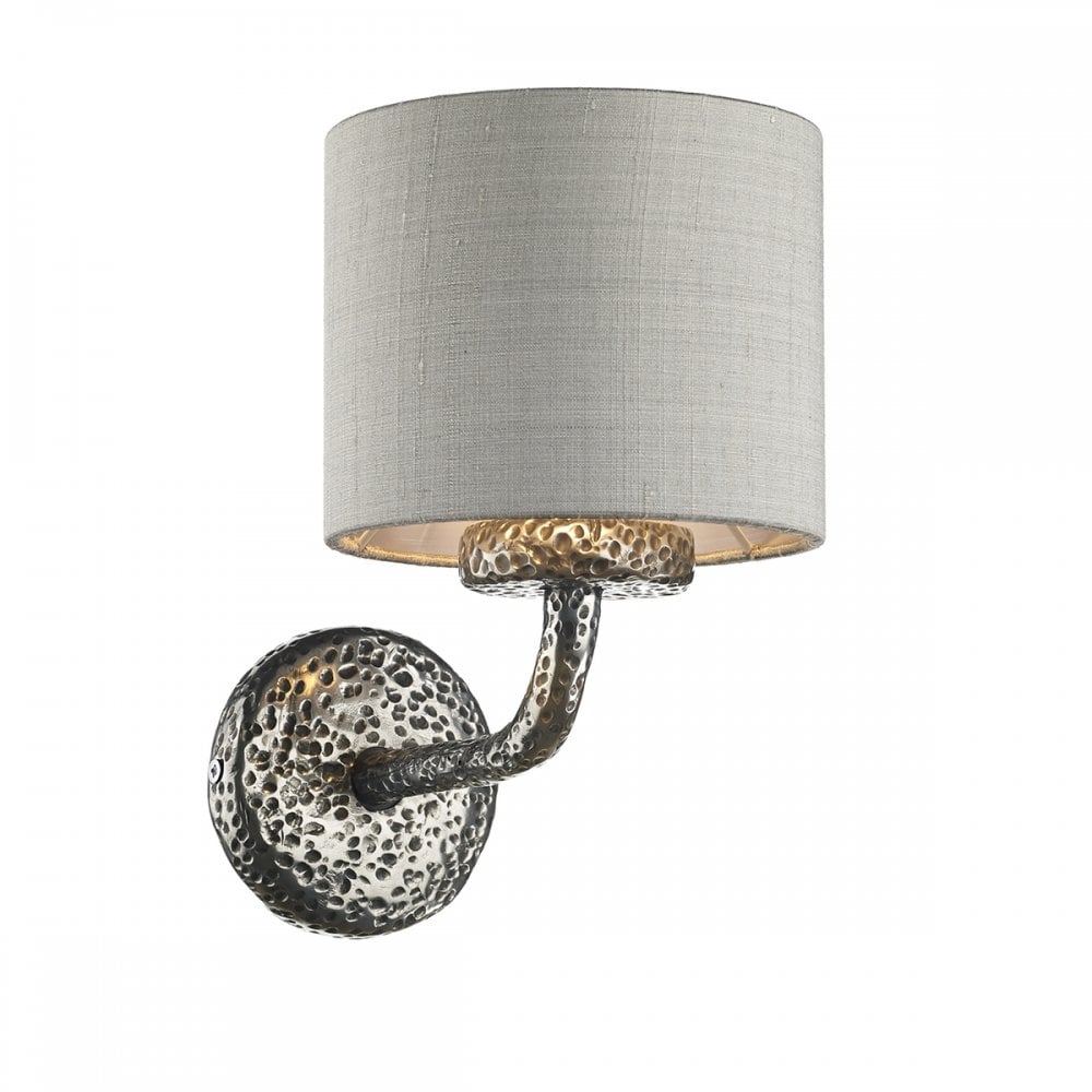 Sloane Pewter Single Wall Light with Bespoke Silk Shade