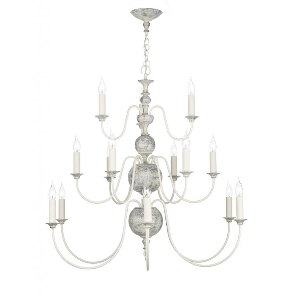 Flemish Distressed Cream 15 Light Pendant