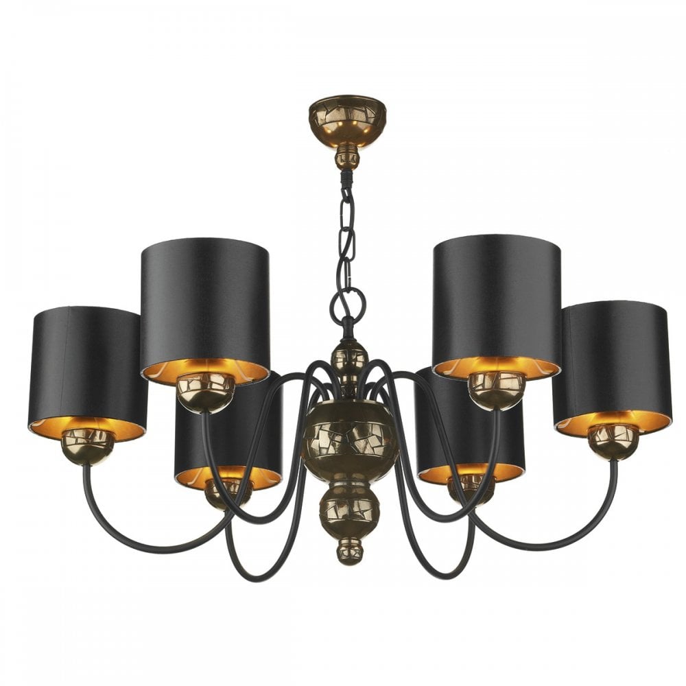Garbo 6 Light Pendant Bronze complete with Black Bronze Shades