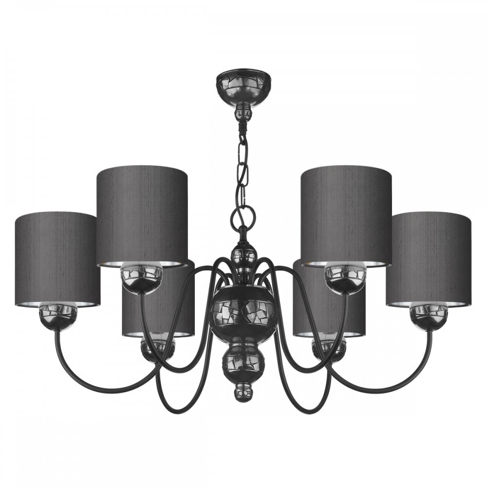 Garbo 6 Light Pewter with Bespoke Shades