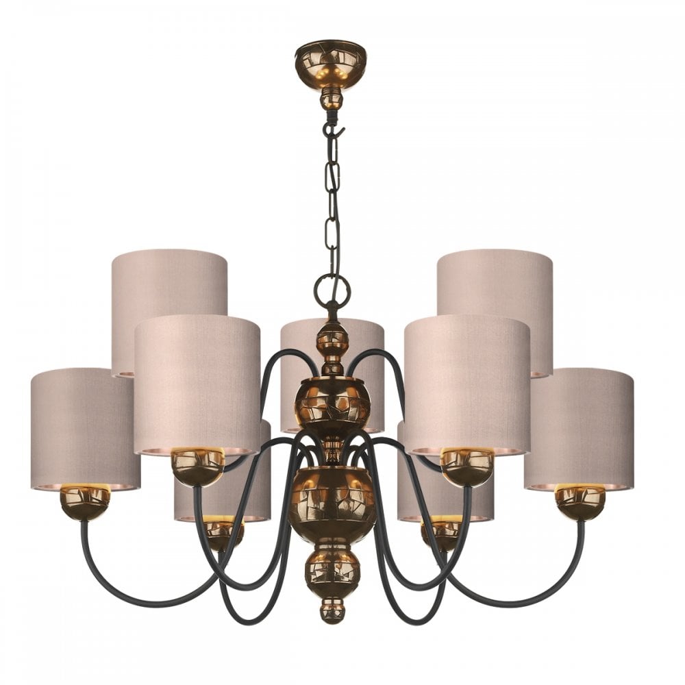 Garbo 9 Light Pendant Bronze with Bespoke Shades