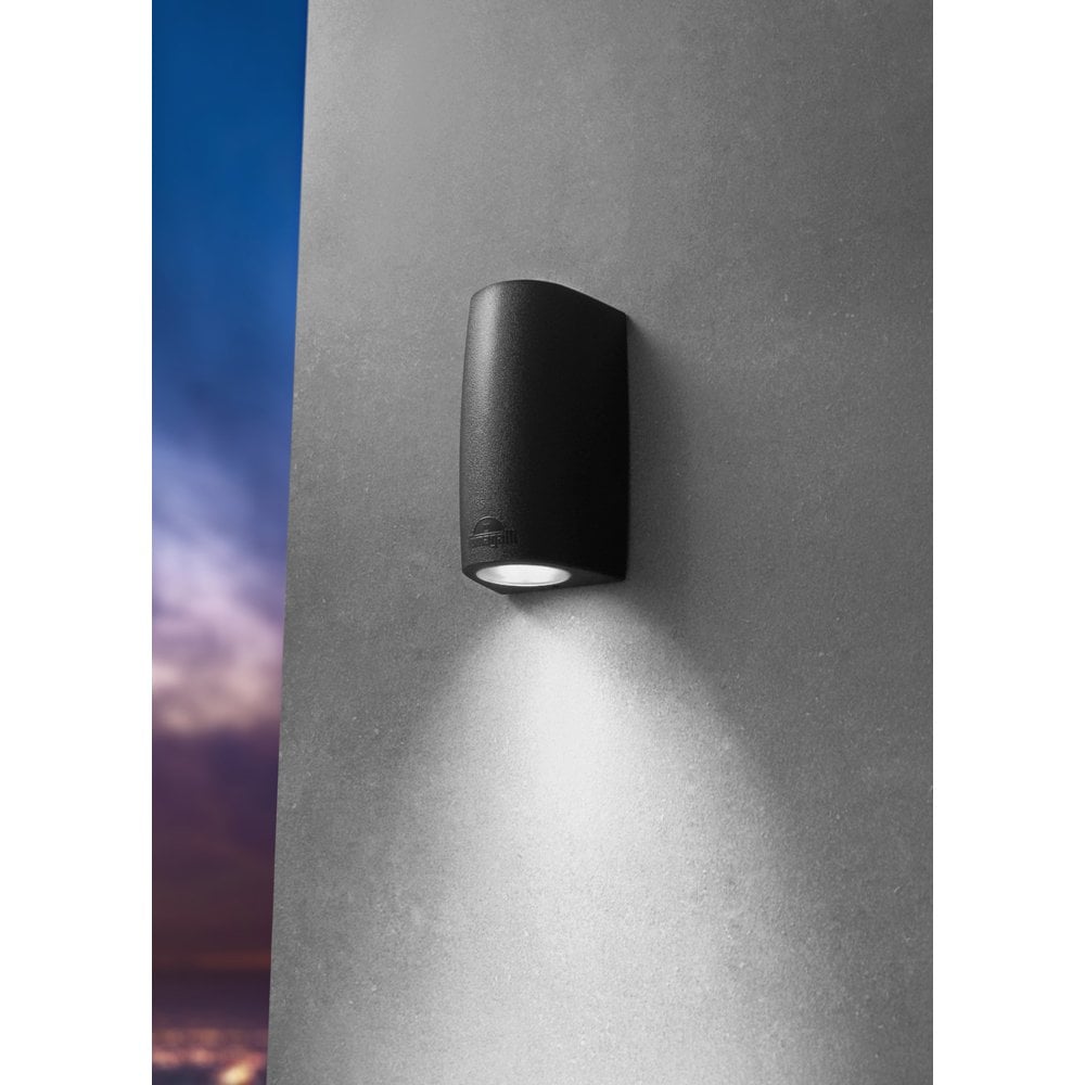 Marta 90 Black Single Up or Down Wall Light with Frosted Diffuser