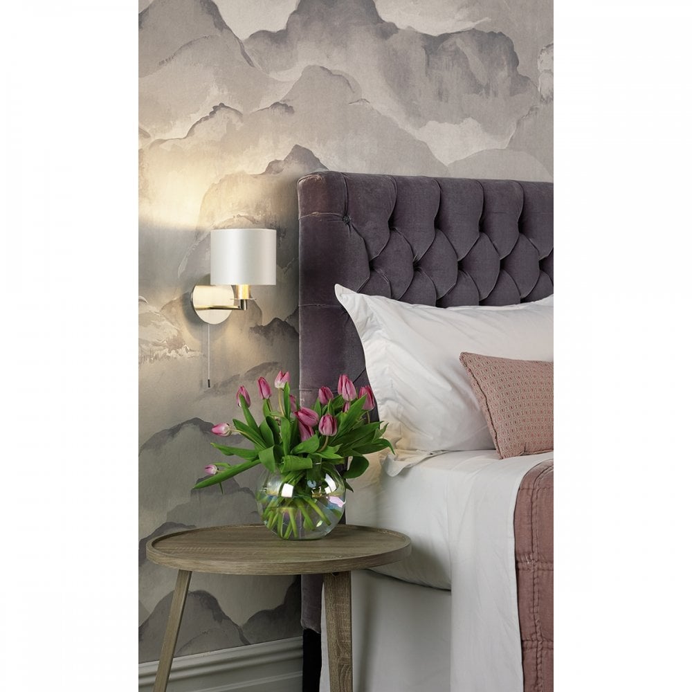 Rex Single Wall Light Satin Nickel (Shade Colour Options)
