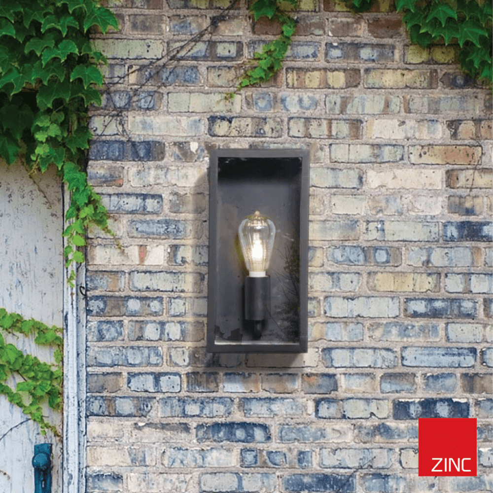 Minerva Stainless Steel Outdoor Box Lantern - Black