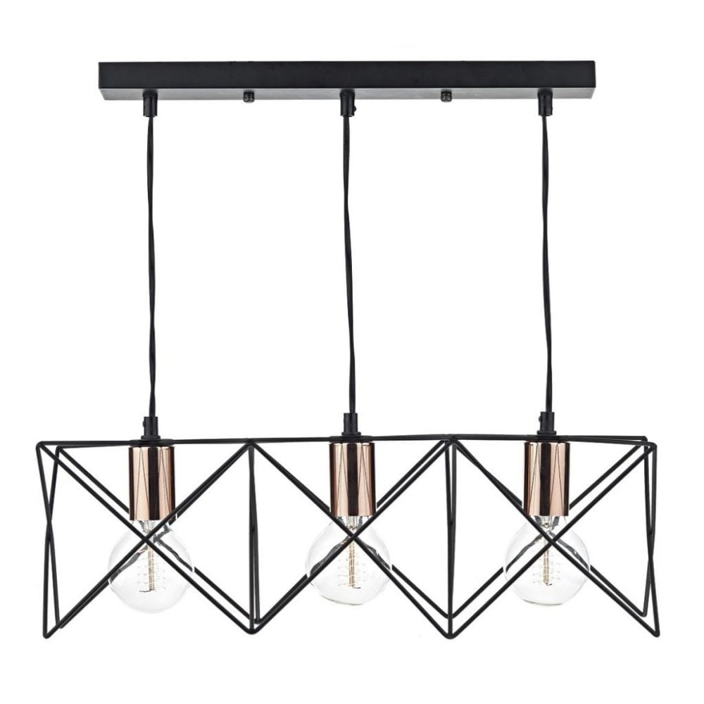 Midi 3 Light Bar in Black & Copper Finish