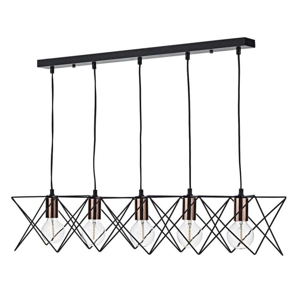 Midi 5 Light Bar in Black & Copper Finish