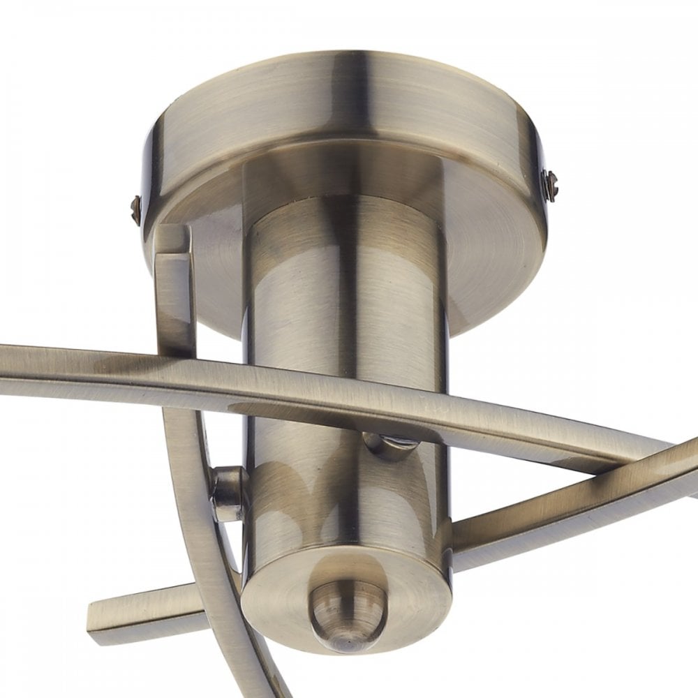 Morgan 3 Light Semi Flush in Antique Brass Finish