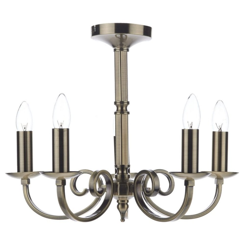 Murray 5 Light Pendant in Antique Brass Finish