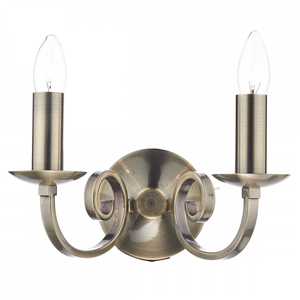 Murray 2 Light Wall Fitting in Antique Brass