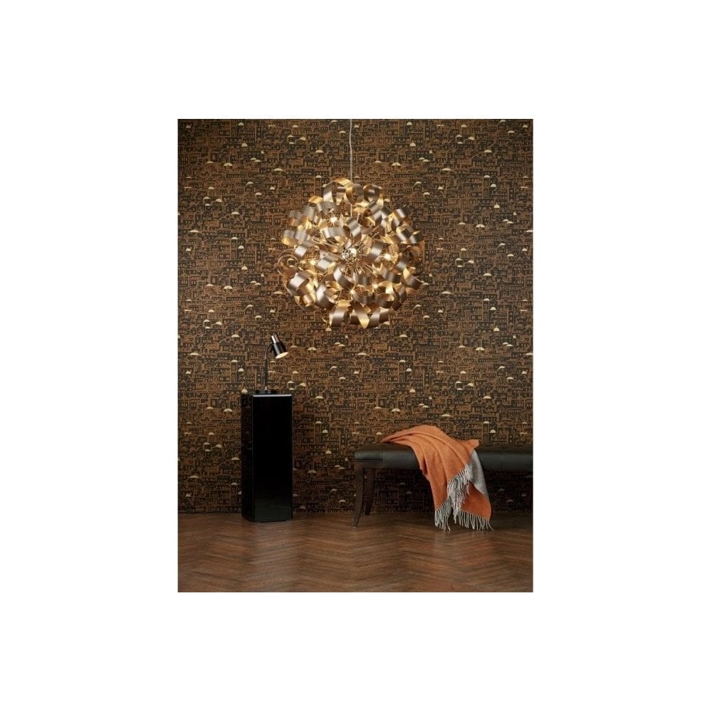 Rawley 12 Light Ribbon Pendant in Brushed Copper