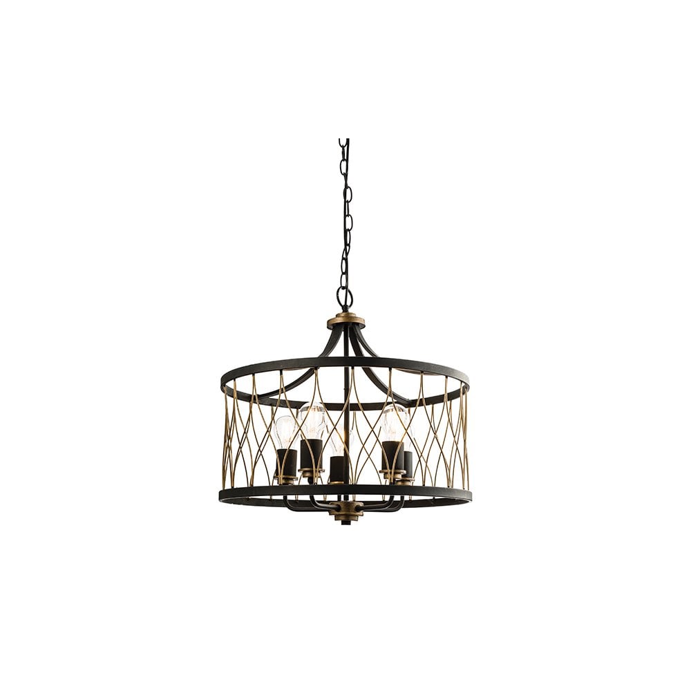 Heston 5 Light in Rustic Black & Bronze Finish