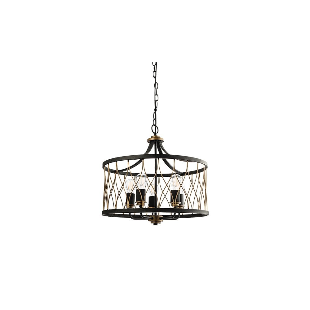 Heston 5 Light in Rustic Black & Bronze Finish
