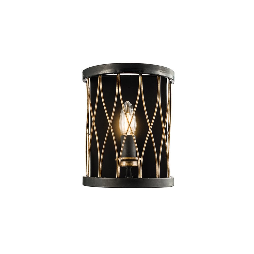 Heston Wall Light in Rustic Black & Bronze Finish