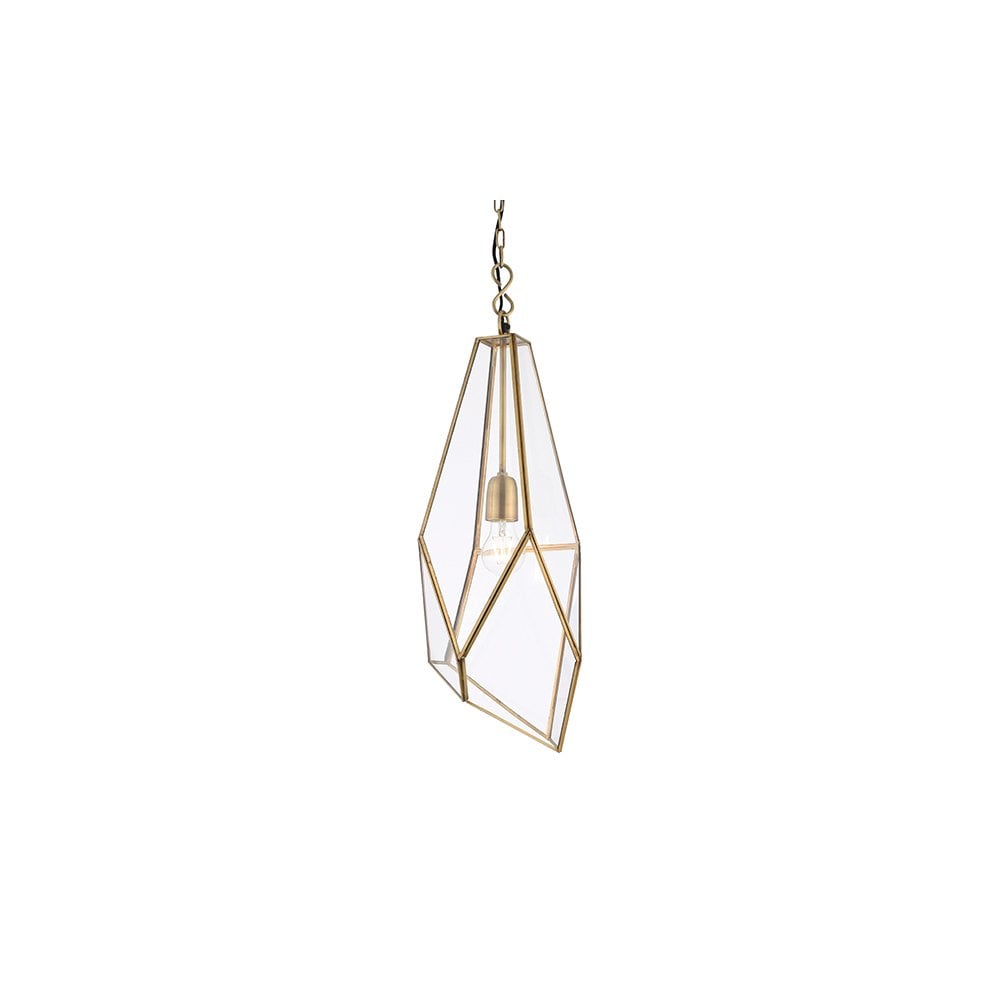 Avery Angled Cage Pendant in Antique Brass