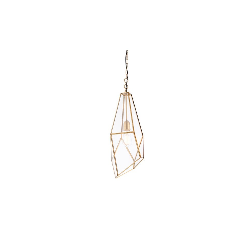 Avery Angled Cage Pendant in Antique Brass