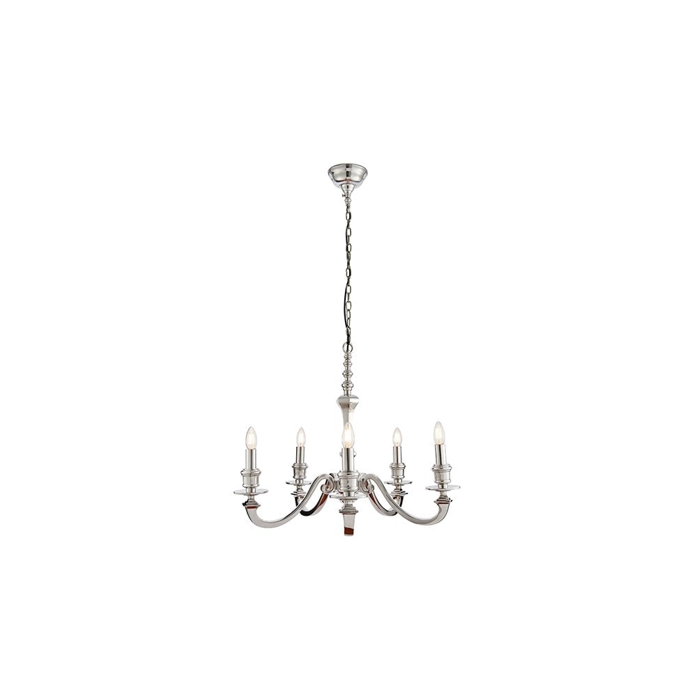 Finsbury 5 Light Pendant in Polished Alumium Finish
