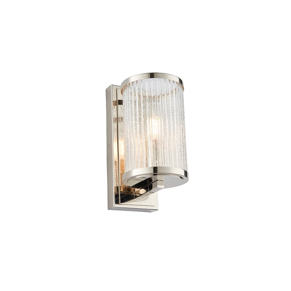 Easton Wall Light in Nickel with Ribbed Glass