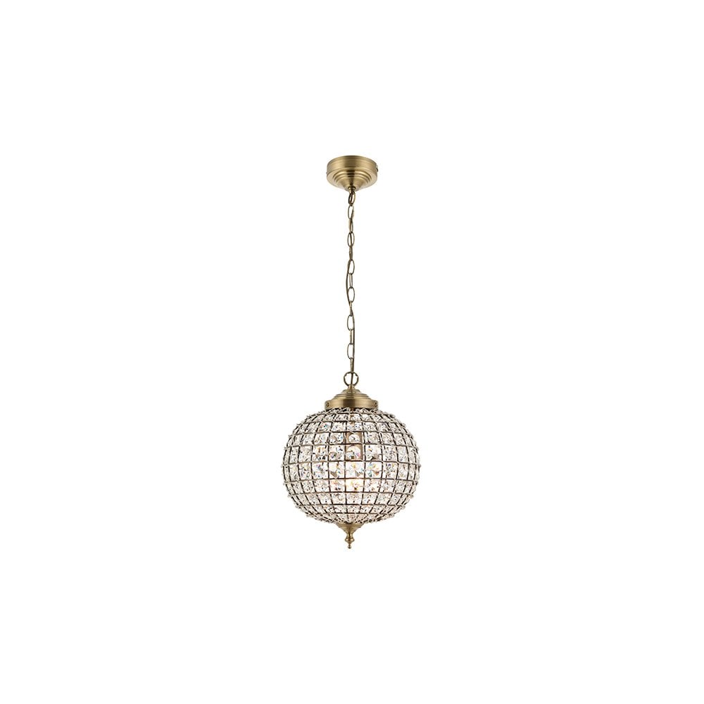 Tanaro Antique Brass Pendant with Clear Bead Detail