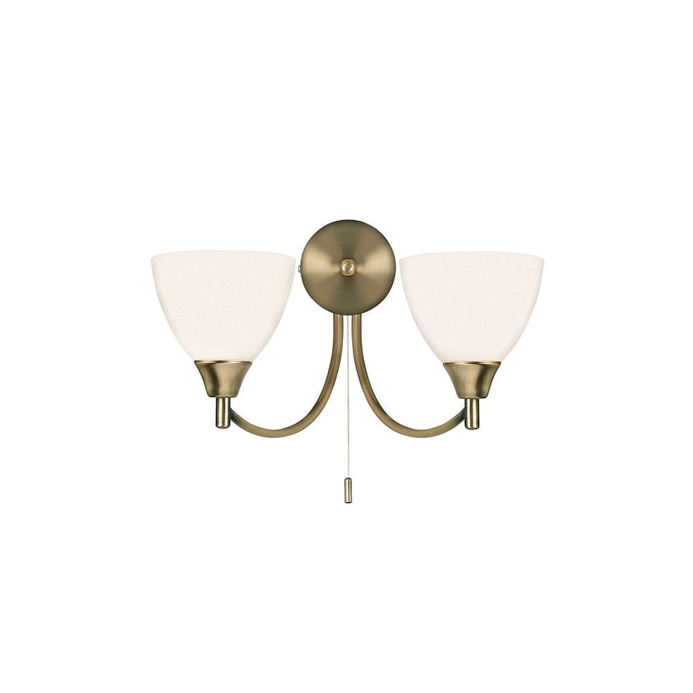 Alton Double Wall Light in Antique Brass