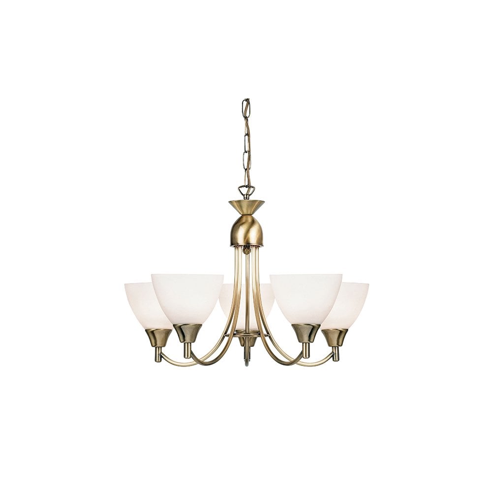 Alton 5 Light Ceiling Fitting in Antique Brass