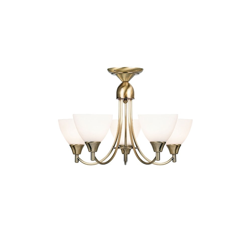 Alton 5 Light Ceiling Fitting in Antique Brass