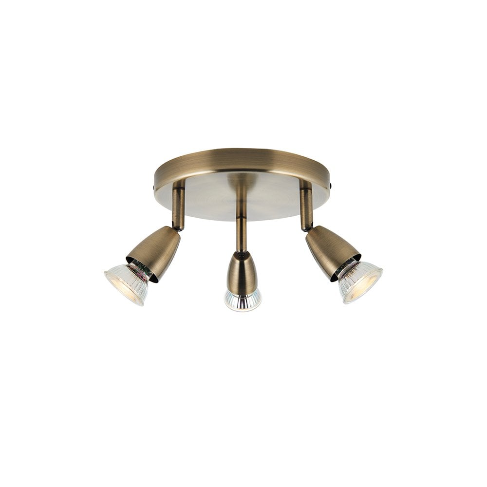 Amalfi 3 Light Round Spotlight Plate in Antique Brass