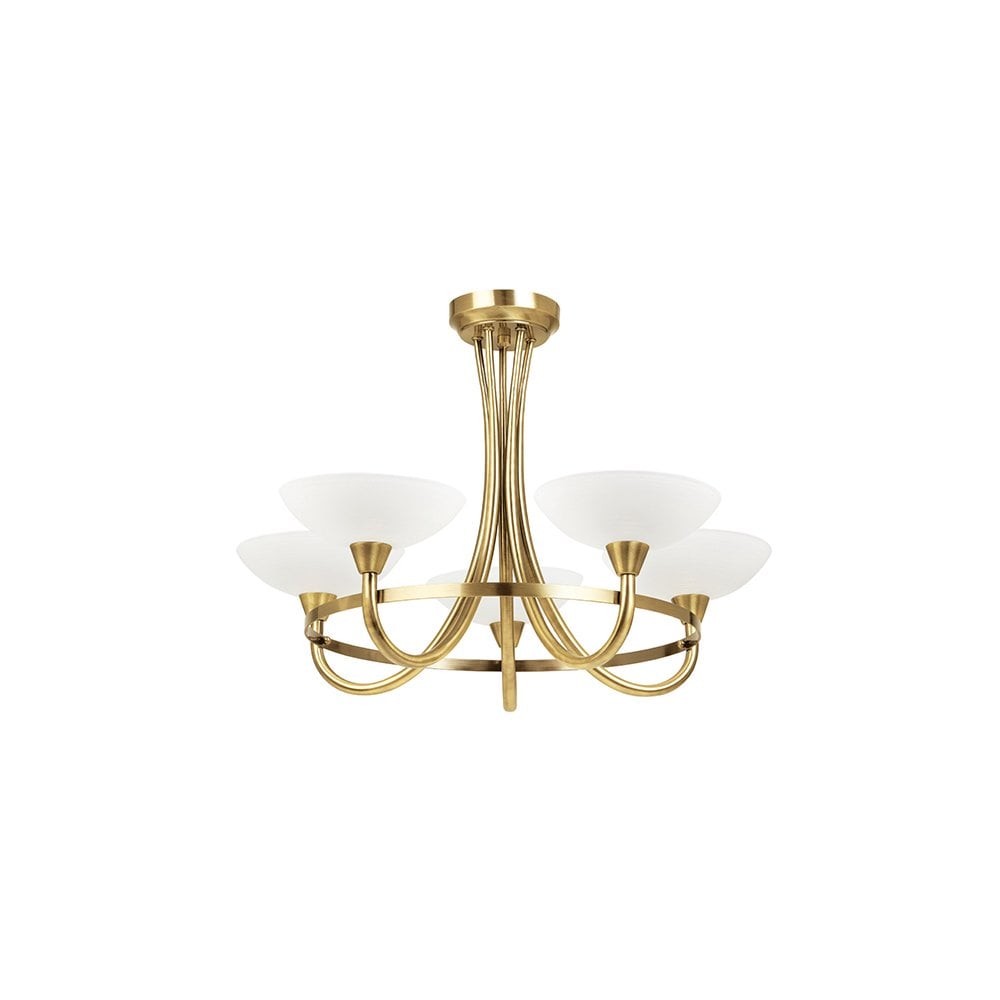 Cagney 5 Light Semi Flush in Antique Brass