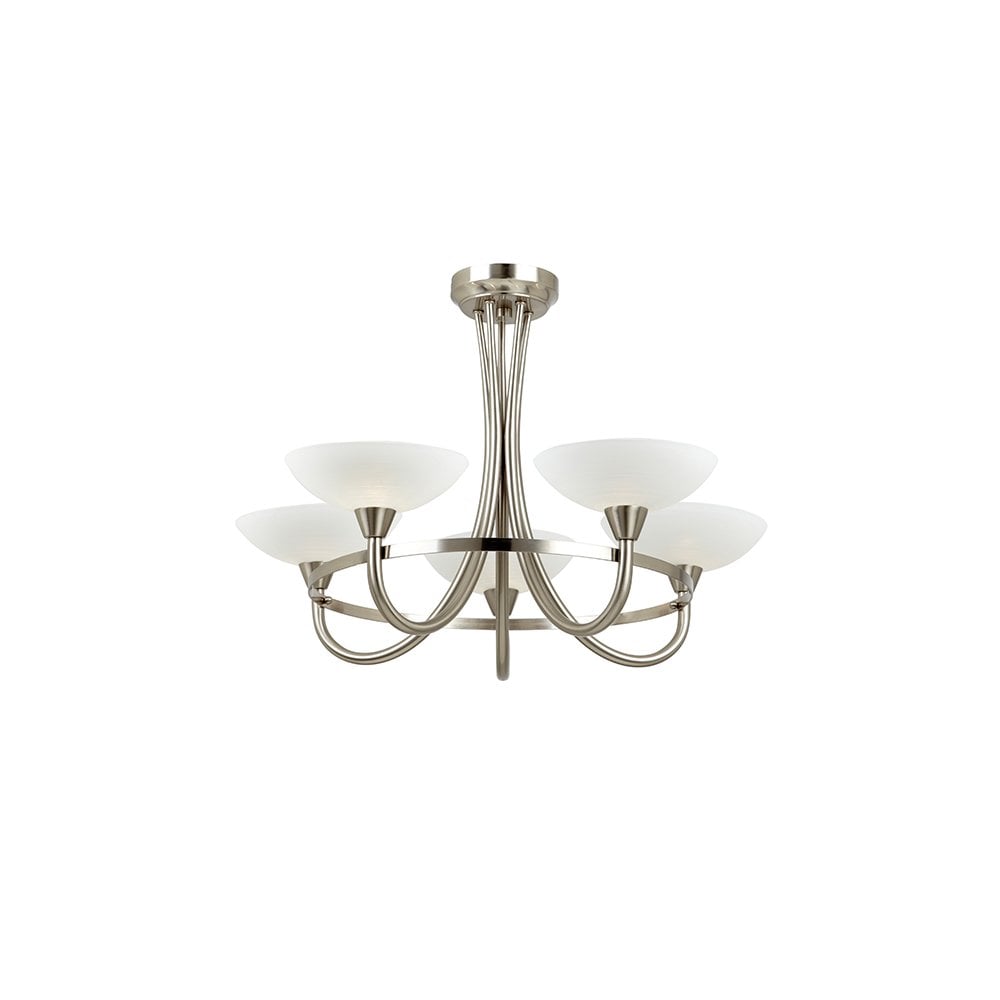 Cagney 5 Light Semi Flush in Satin Chrome