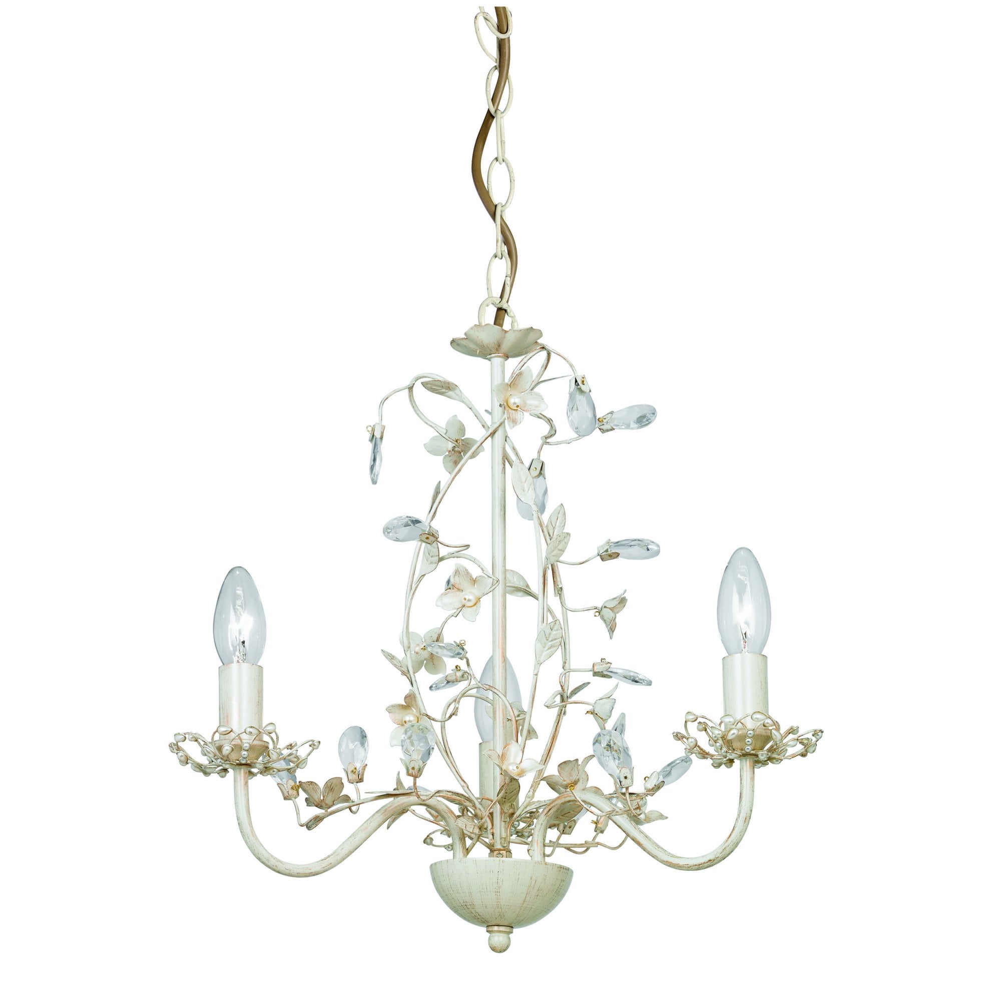 Lullaby 3 Light Pendant in Cream & Brushed Gold