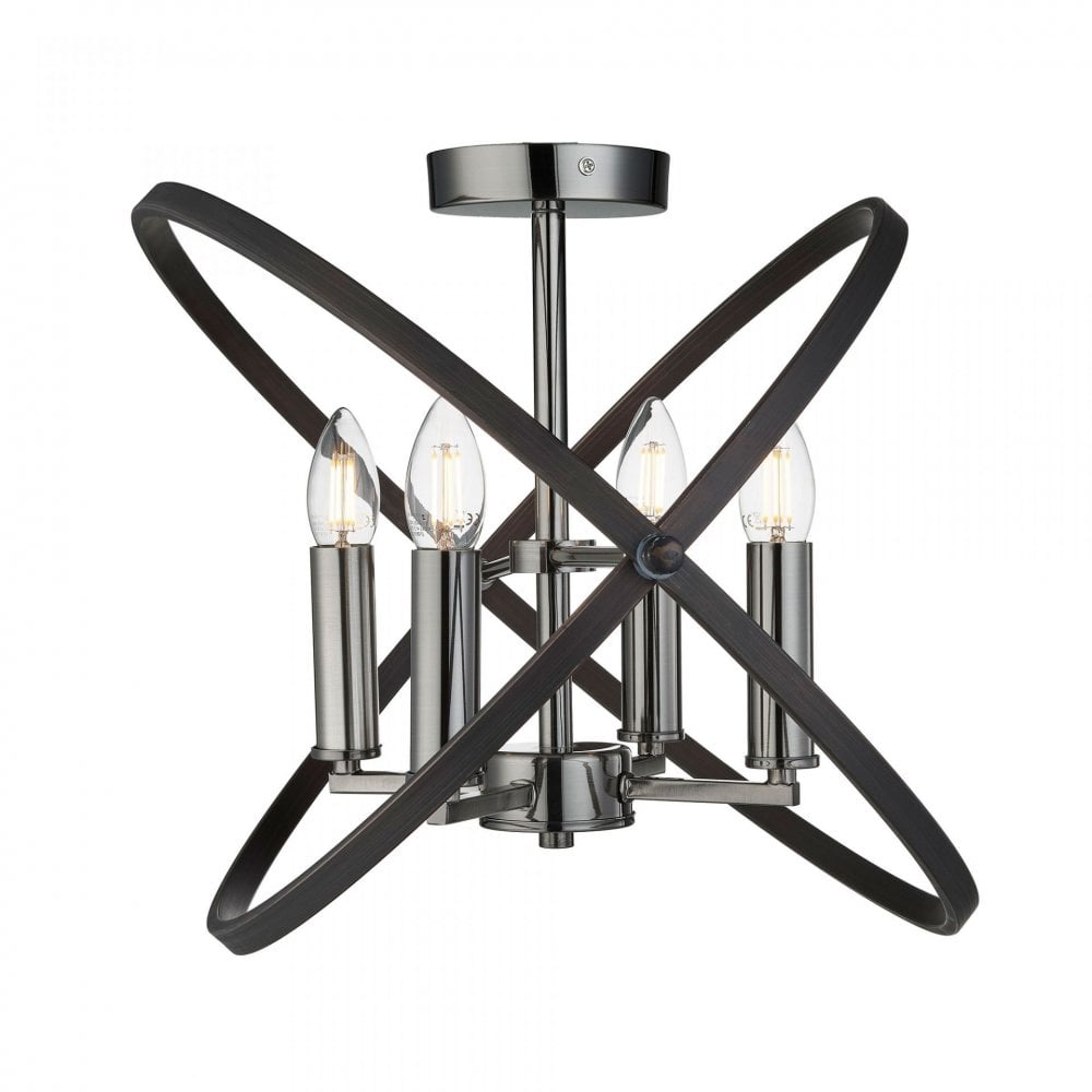 Hoopla 4 Light Semi Flush Pewter
