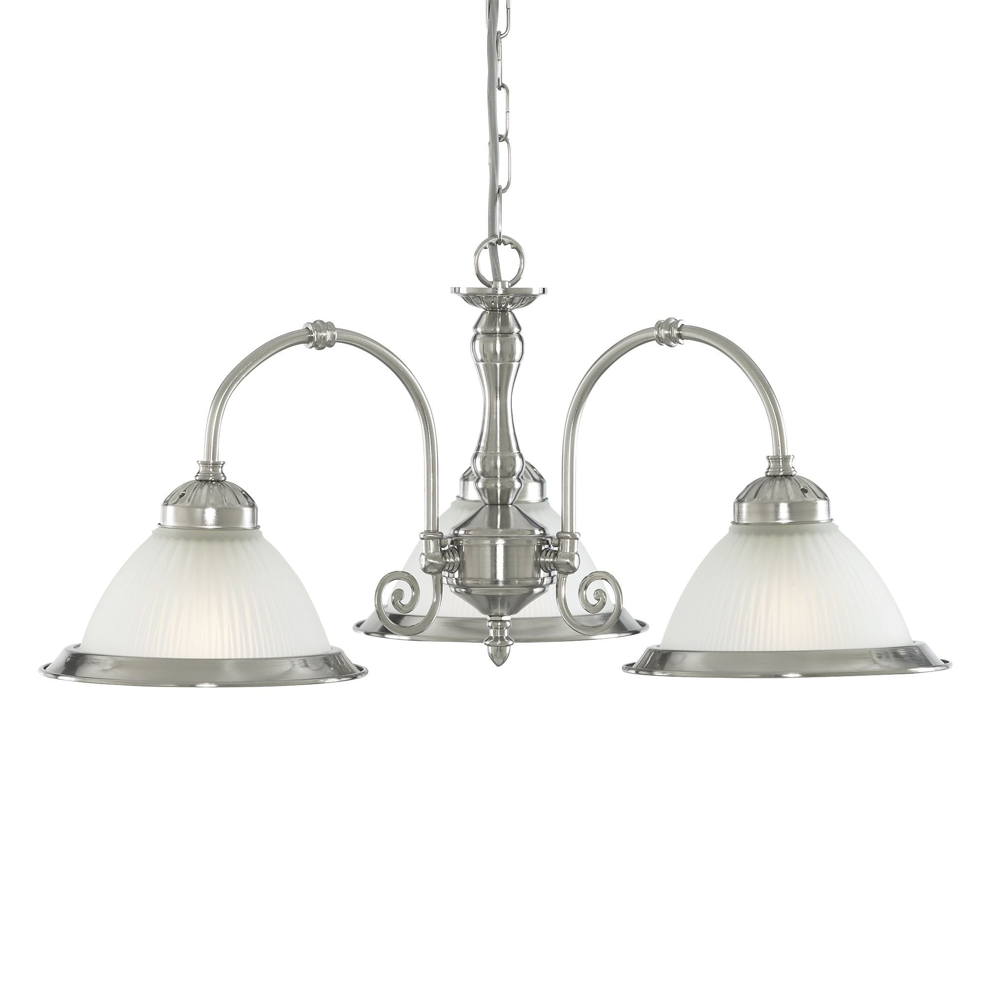 American Diner 3 Light Ceiling Satin Silver Acid Glass