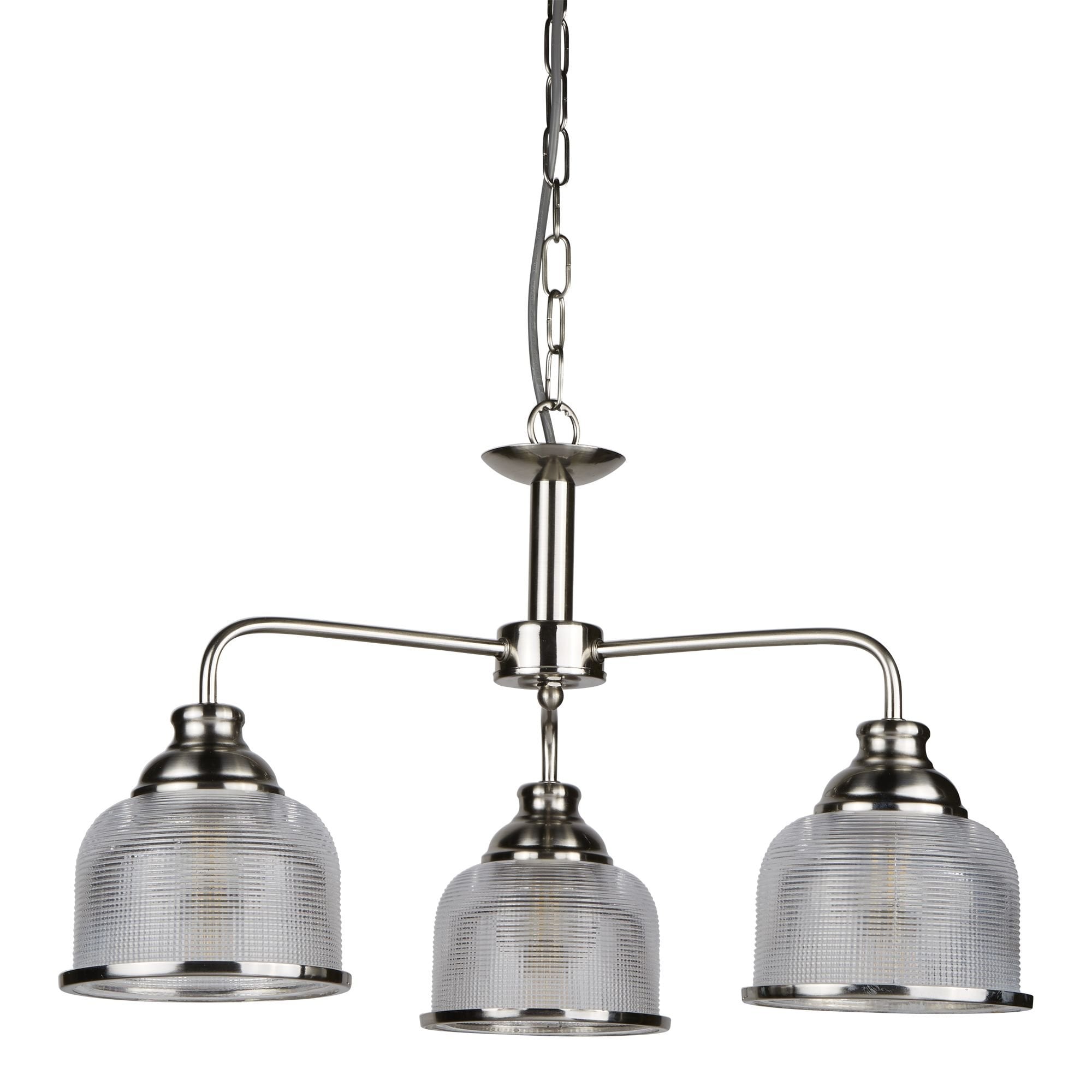 Bistro II 3 Light Ceiling Satin Silver With Halophane Glass