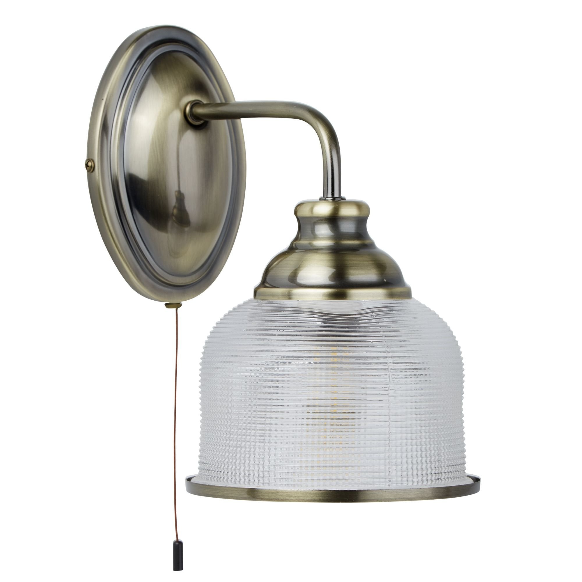 Bistro II 1 Light Wall Bracket Antique Brass With Halophane Glass