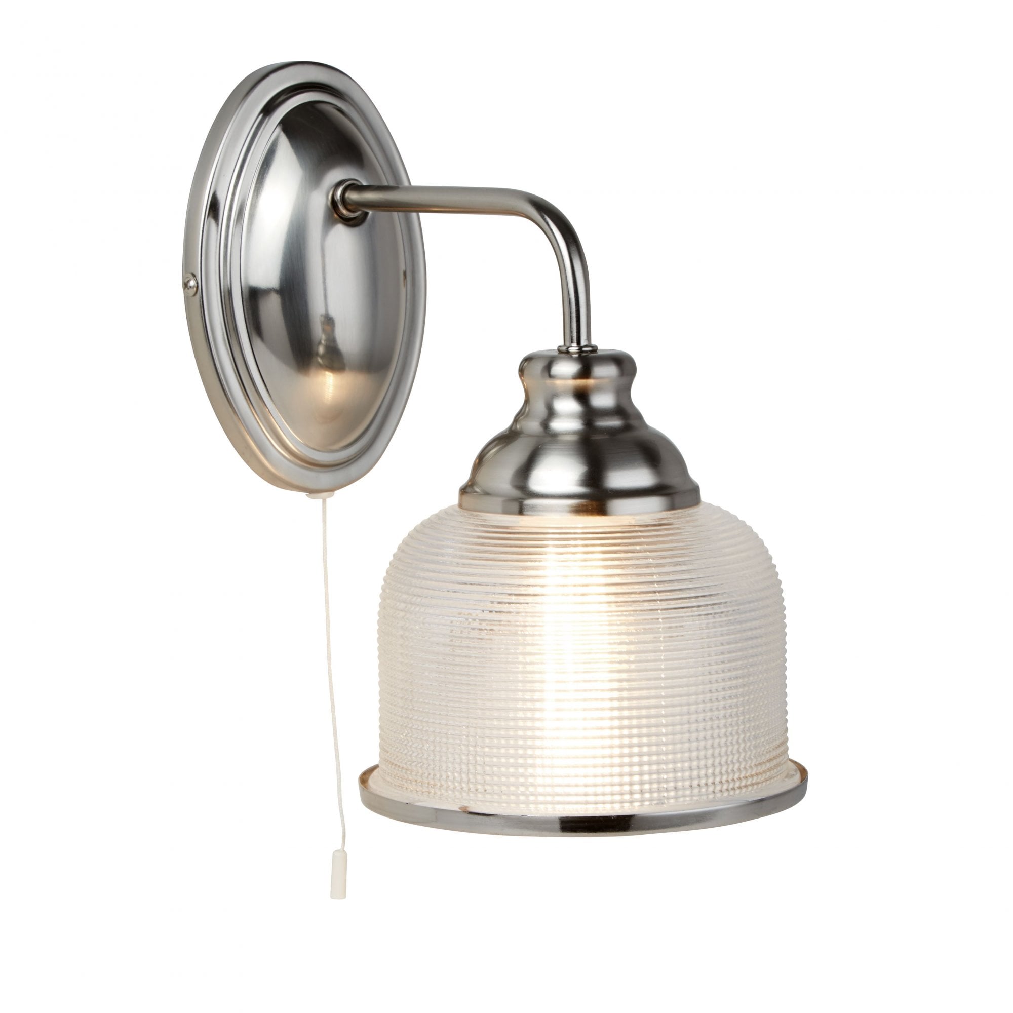 Bistro II 1 Light Wall Bracket Satin Silver With Halophane Glass