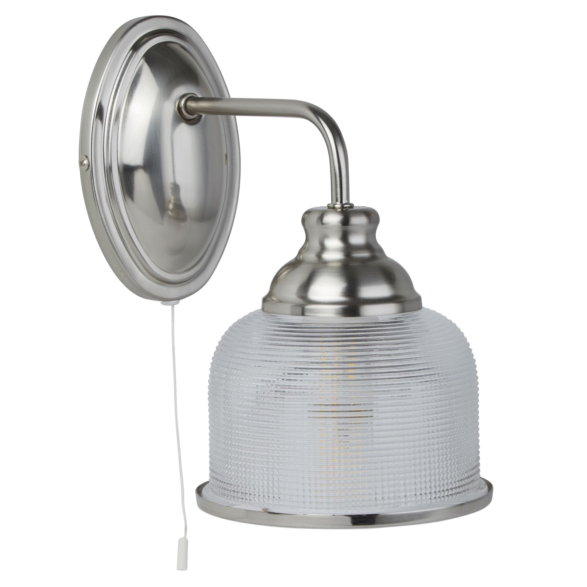 Bistro II 1 Light Wall Bracket Satin Silver With Halophane Glass