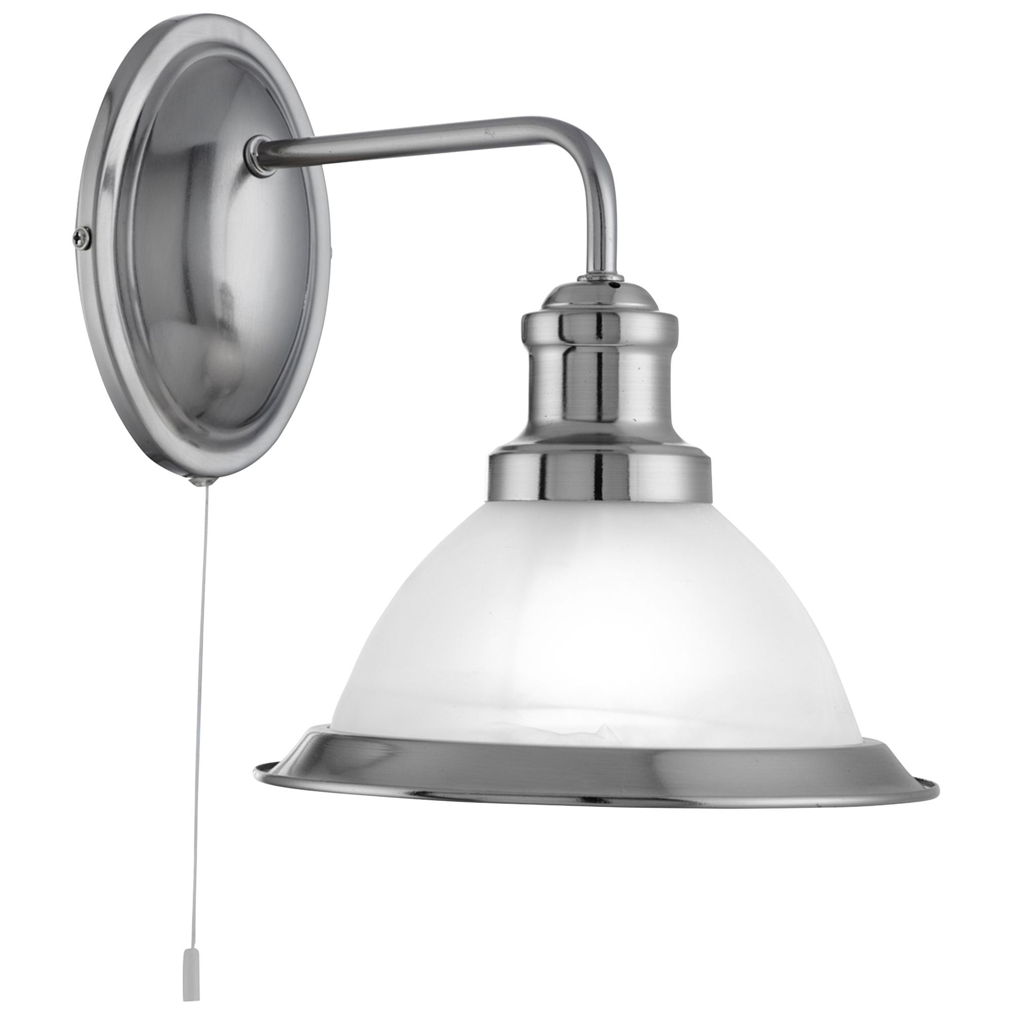 Bistro 1 Light Satin Silver Wall Bracket and Marble Glass