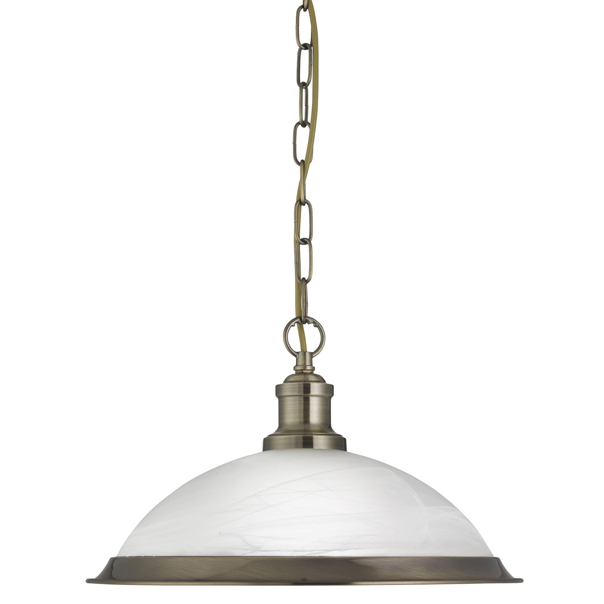 Bistro 1 Light Pendant Antique Brass and Marble Glass