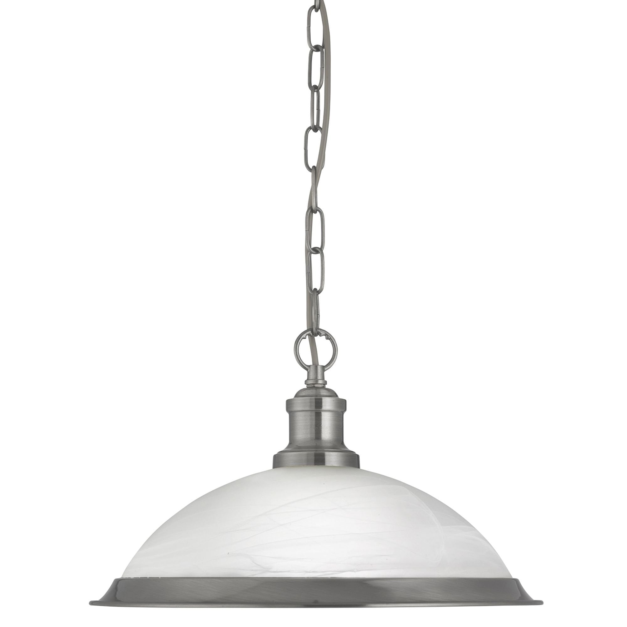 Bistro 1 LightPendant Satin Silver and Marble Glass