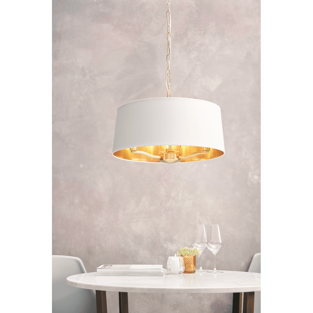Harvey 3 Light with Drum Shade in Satin Gold