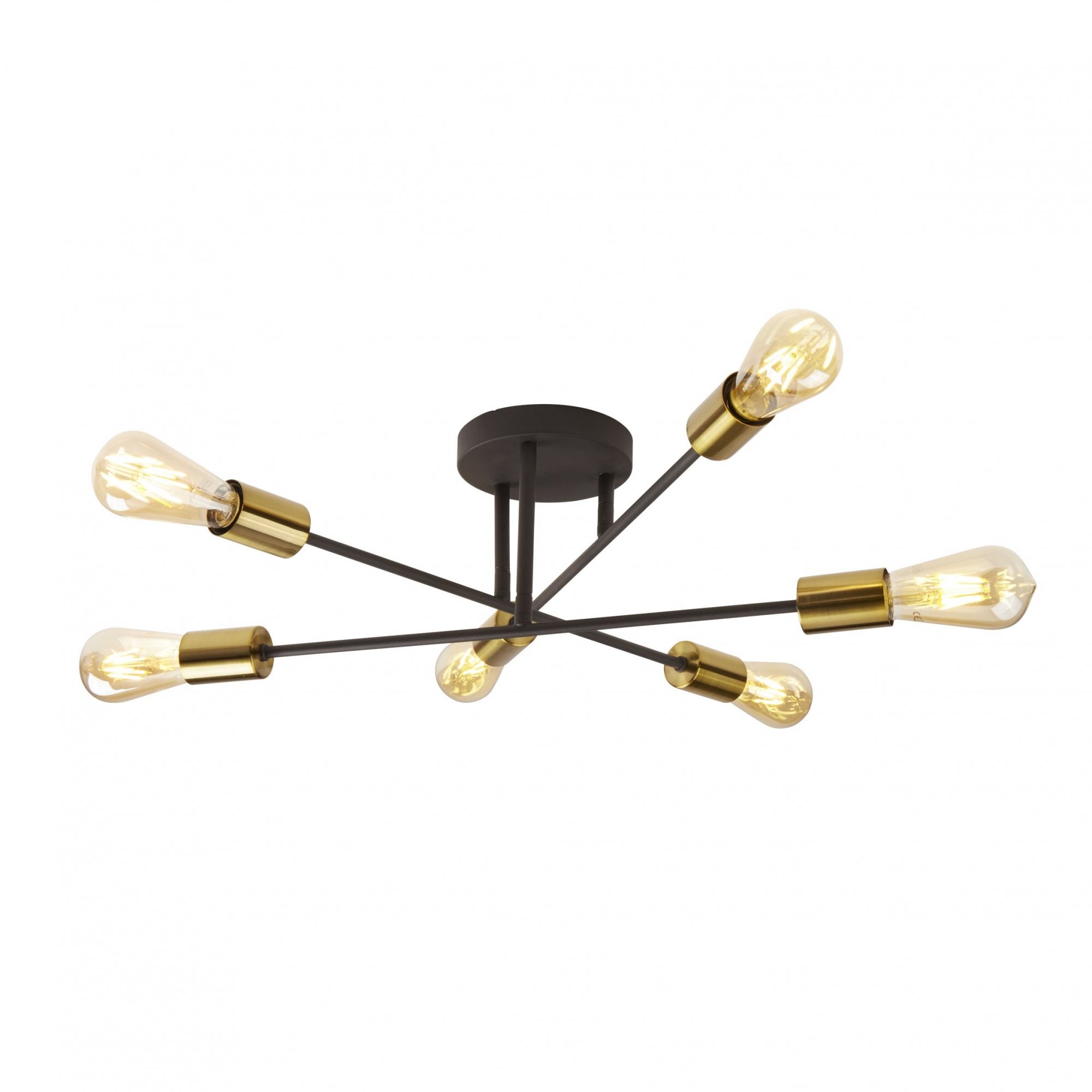 Armstrong 6 Light Ceiling Light Black And Satin Brass