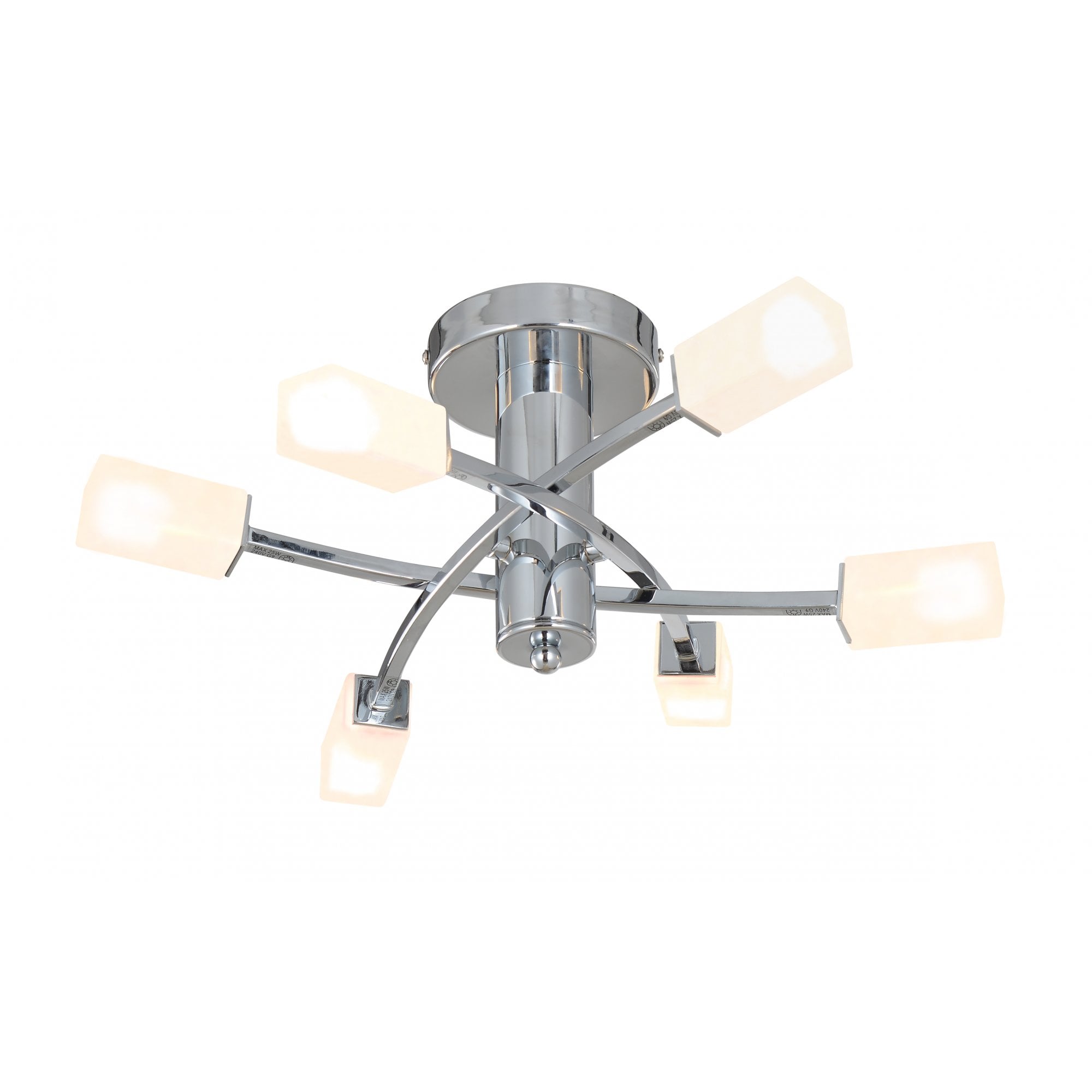 Topaz 6 Light Polished Chrome With Square Glass