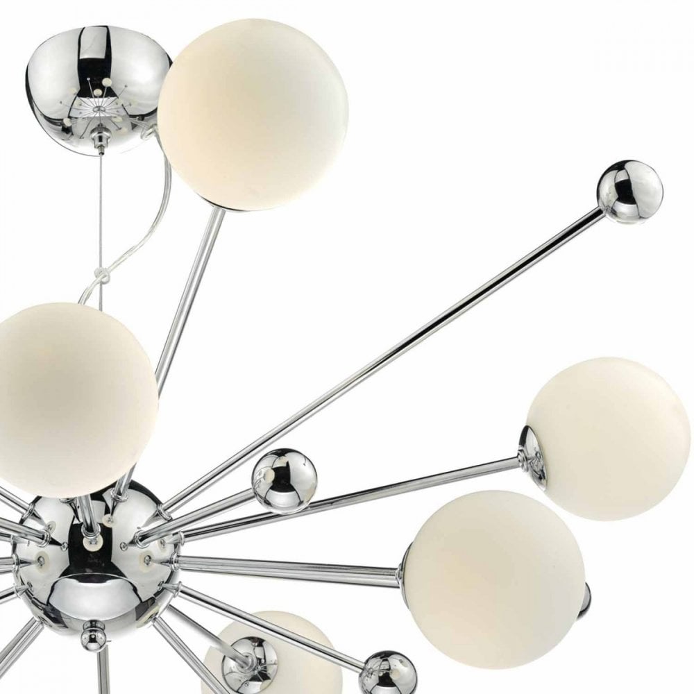 Ursa 10 Light Pendant in Polished Chrome with Opal Glass