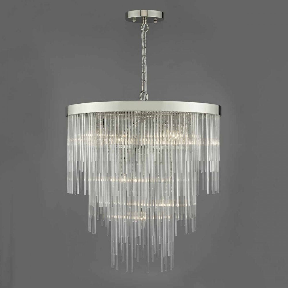 Isla 7 Light Pendant Polished Chrome & Clear Glass Rods